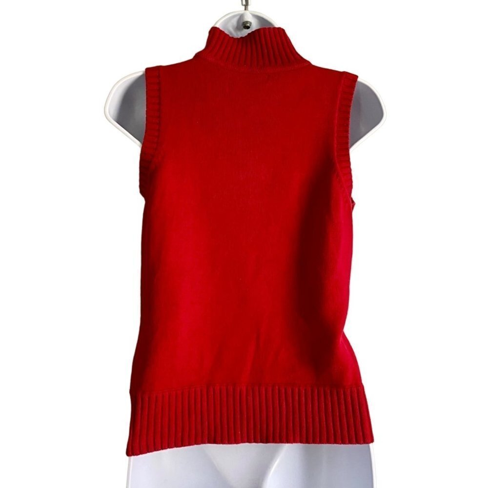 Tommy Hilfiger Red Mock Neck Sleeveless Sweater Women Small Vintage - Picture 4 of 8